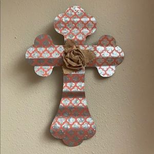 Galvanized metal cross, wall decor